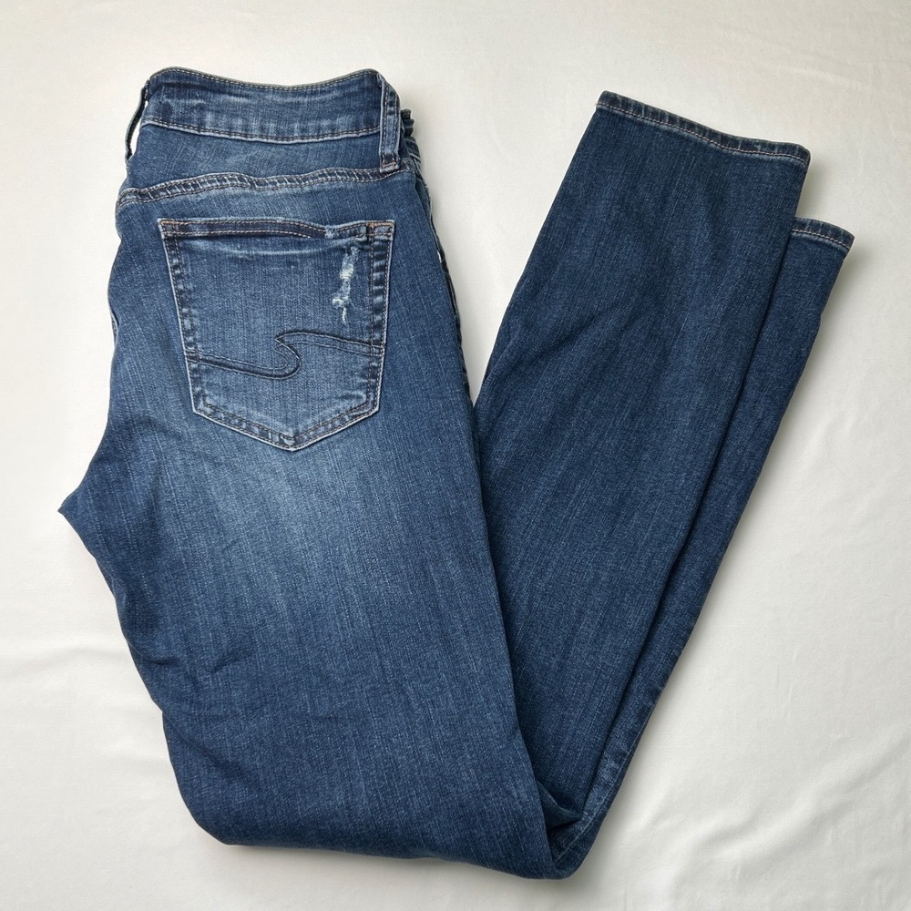 Silver Jeans Co Midrise Boyfriend Jeans Patched Distressed Medium Wash Size 27/4